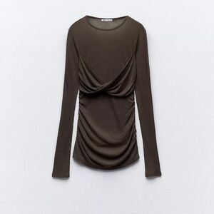 Zara Long Sleeve Top in Dark Brown
